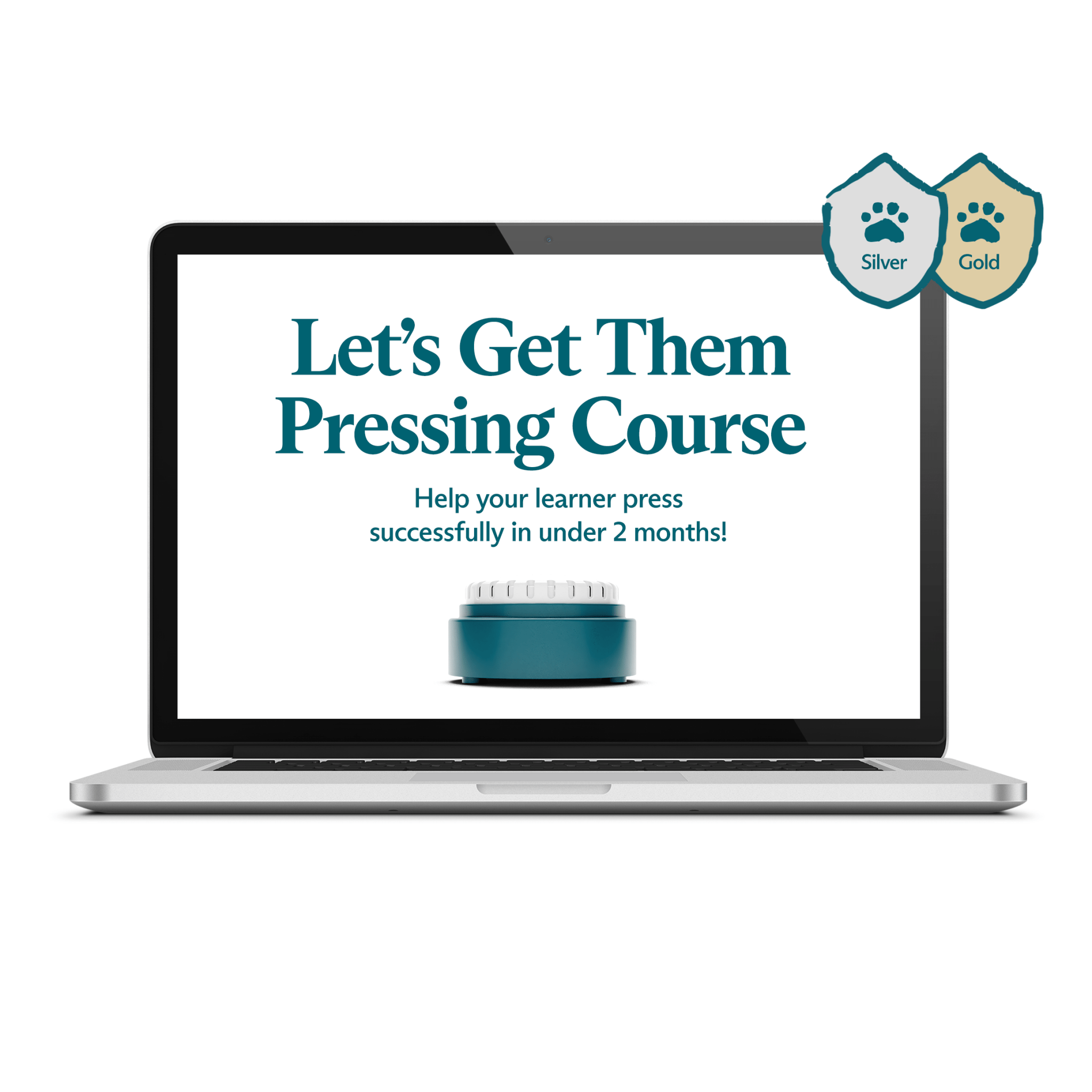 Text reads: "Let's Get Them Pressing Course. Help your learner press successfully in under 2 months!"