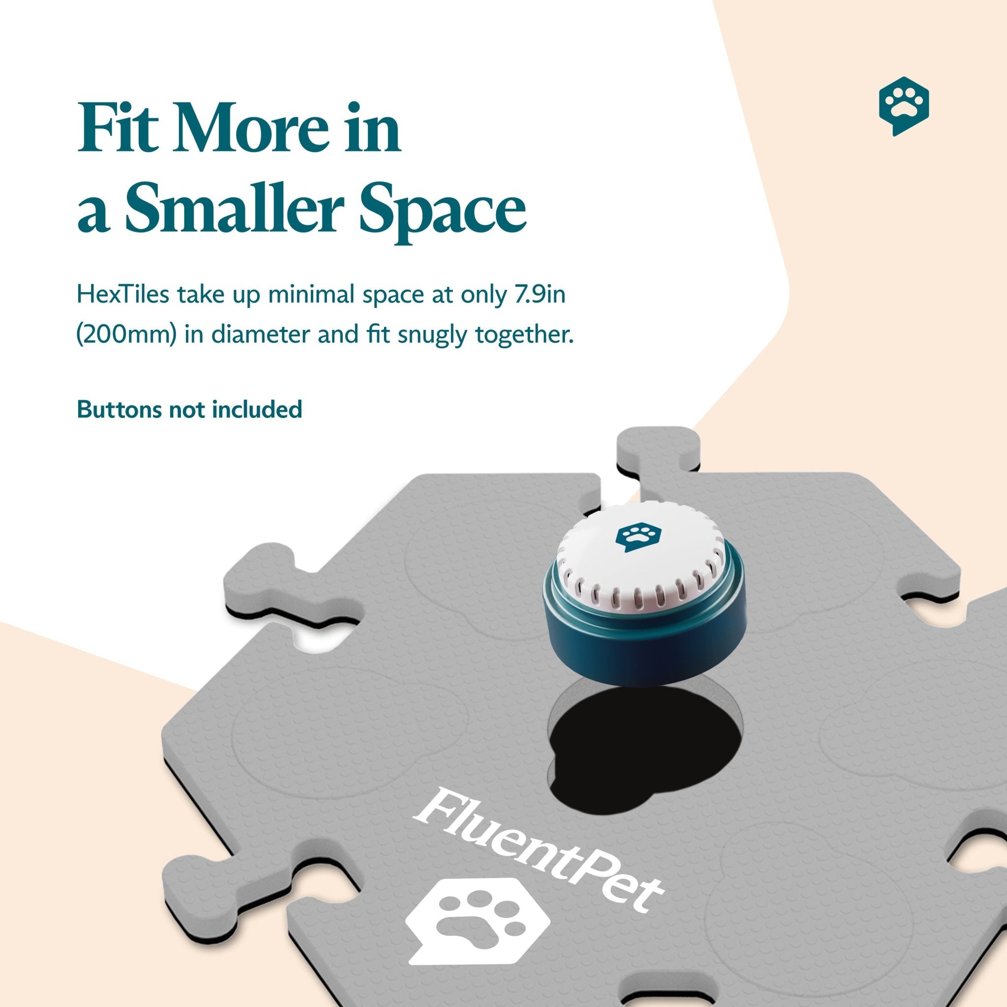 A Speak Up! button and a light grey HexTile. Text reads: "Fit More in a Smaller Space"
