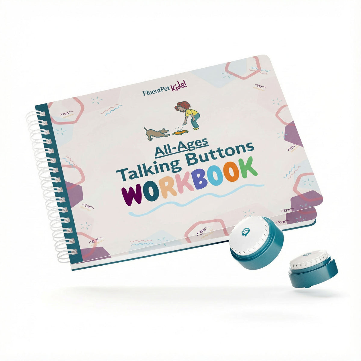 All-Ages Talking Buttons Workbook with two round devices on a white background