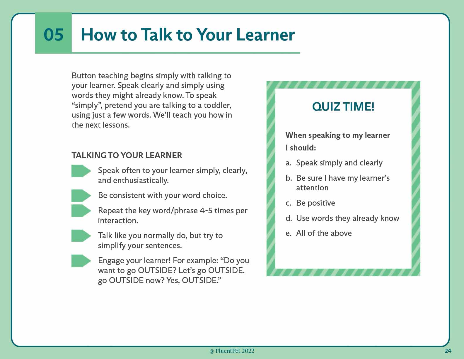 A page from the Junior Teacher Workbook