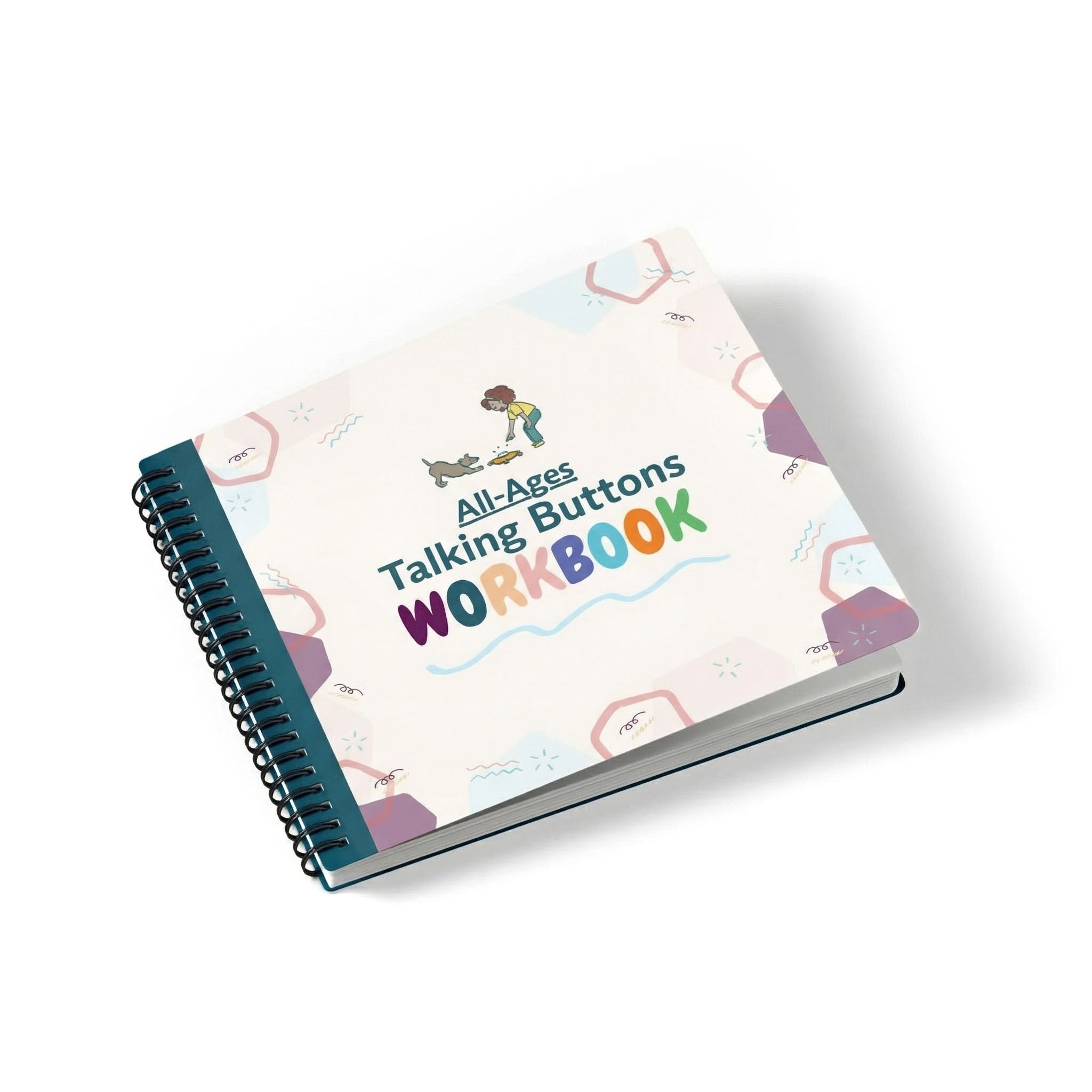 Workbook titled 'All-Ages Talking Buttons Workbook' on a white background