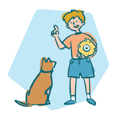 Train their dog to recognize and use words like "play," "outside," and "treat.