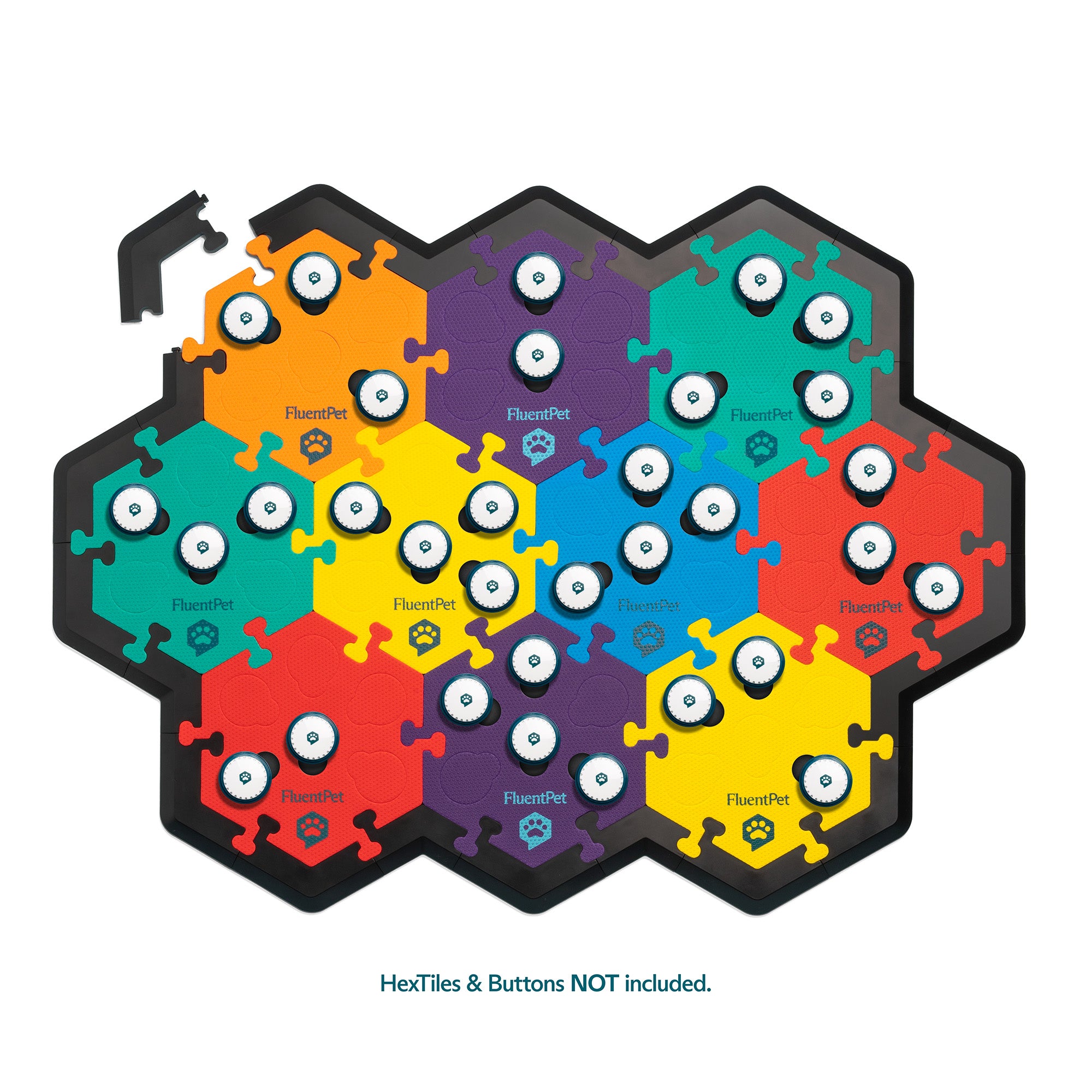 FluentPEt HexTiles pieces for the They Can Talk Kit with Frame Pieces round it.