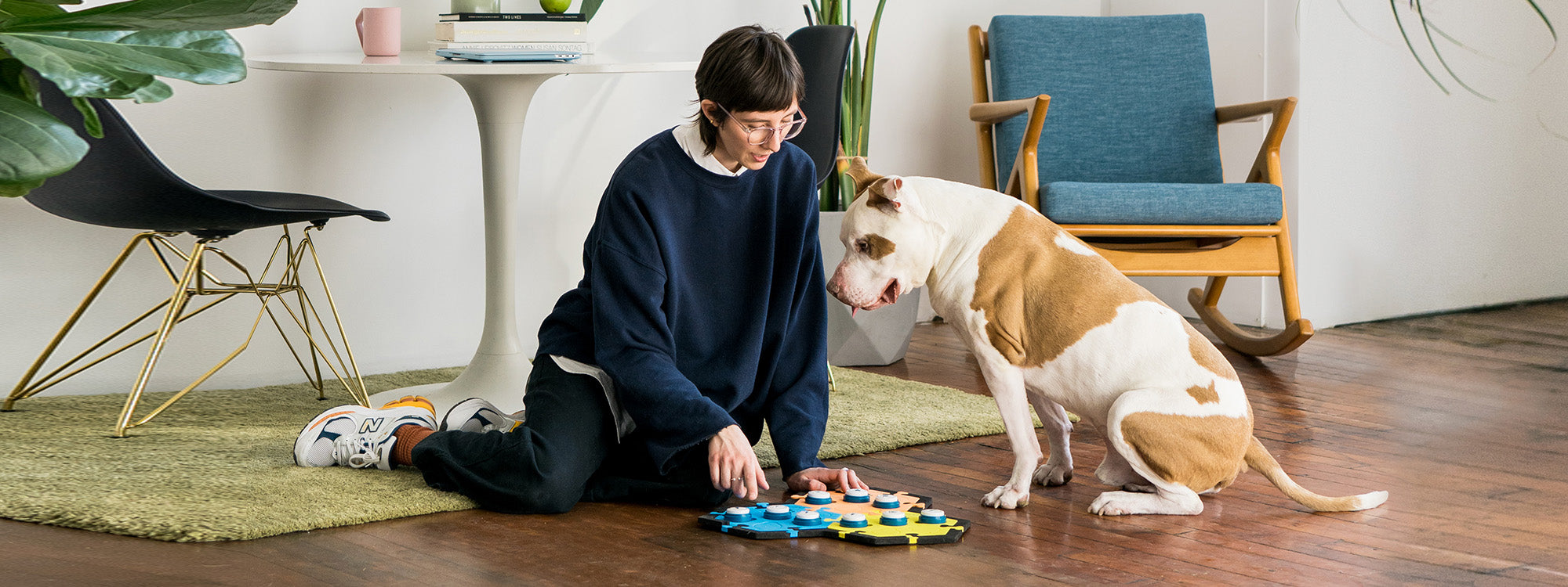 FluentPet Dog and Teacher with FluentPet Buttons